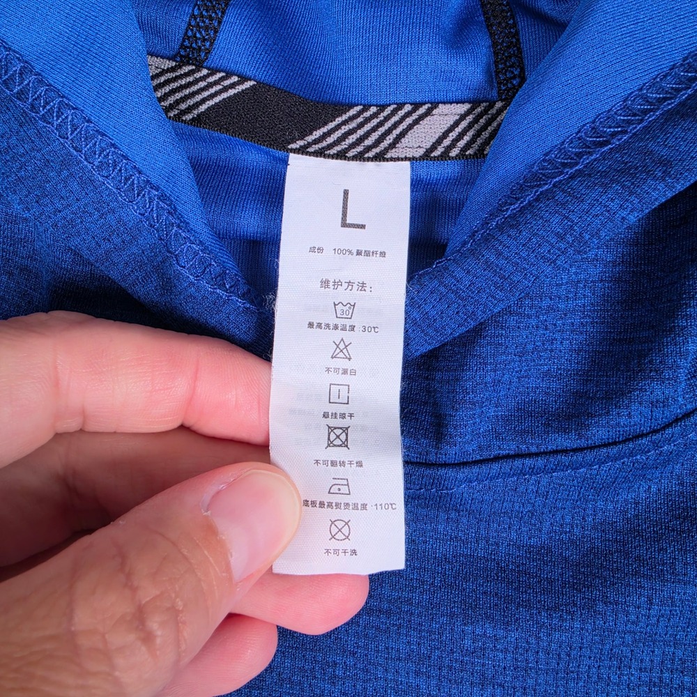 Alo Yoga Impact Long Sleeve Hoodie Men Large Blue Perforated Raglan Sleeves - Picture 5 of 6